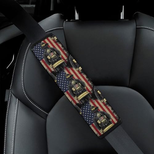 Universal Soft and Comfortable Firefighter American Flag Patriotic Seat Belt Shoulder Pad for Girls and Boys, Most Cars, 2 Pack Seat Belt Covers Cushion Shock Absorption - color: Pattern 1188