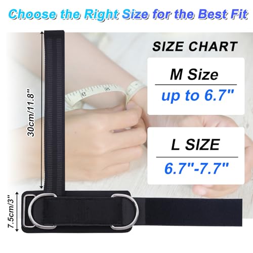 Weight Lifting Straps with Cuffed Sliding Dual D-Rings – Wrist Cuffs for Gym Cable Workout, Strength & Support - size: size M