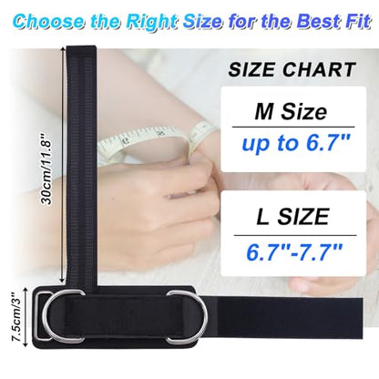 Weight Lifting Straps with Cuffed Sliding Dual D-Rings – Wrist Cuffs for Gym Cable Workout, Strength & Support - size: size M