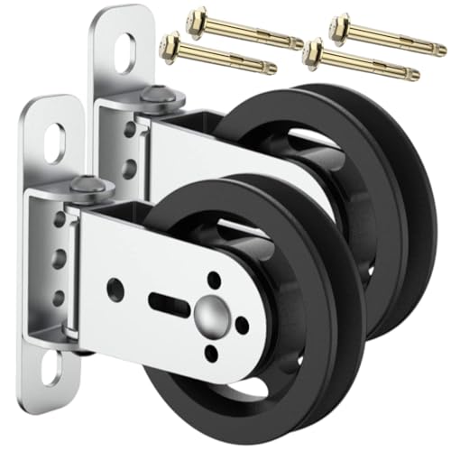 CNQLIS Gym Pulley Blocks,3.46in/90mm Wall Mount Fixed Pulley Wheel Rotation 180 Degree,for Gym Pulley System, Gym Equipment, DIY Home Projects(2 Pcs) - size: 3.46”,2 pcs
