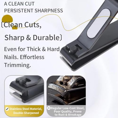 Nail Clippers Set: Ultra Sharp Fingernail and Toenail Clippers for Men, Women, and Seniors with Tin Case