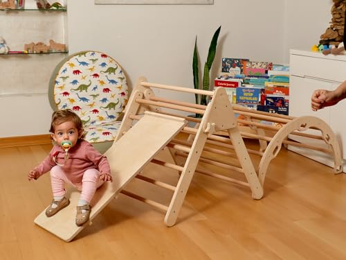 Montessori Wooden Climbing Set for Kids | Montessori Climbing Triangle Climbing Dome Ramp and Pillow | Montessori Climbing Frame Set for Toddler | Montessori Playground | Kids Play Gym(Star) - style: Star