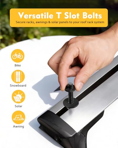 T Slot Bolts for Roof Rack Cross Bars, Platform, Cargo Basket, Stainless Square T Track Bolt Adapter to Secure Bike/Ski/Kayak Rack, Solar Panel, Awning, 4mm Thick - color: M6x35mm,6pk