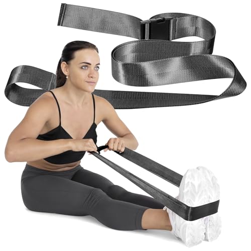 Physical Therapy Strap, Extremity Mobilization Belt, Manual Traction Strap, Adjustable Stretch Straps for Stretching Yoga Leg Shoulder Exercise - color: Black