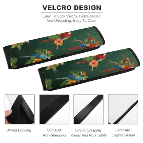 2PCS Parrot Tropical Birds Botanical Seat Belt Shoulder Pad Soft Padded Harness Pads Strap for Adults and Children, All Vehicles, Anti-Slip Pad - color: Pattern 1234