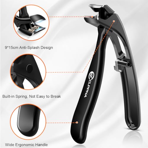 Nail Clippers Set, CLPPNA Angled Head Long Handled Toenail Clippers for Thick Toenails, Sharp Heavy Duty Ingrown Toenail Clippers with Wide Jaw, Podiatrist Nail Clippers for Seniors and Men - style: Black Slanted & Angled Head