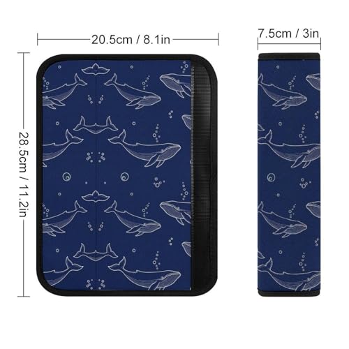 2 Pack Universal Soft and Comfortable Seat Belt Cover for Kids, Car Seats Pushchair Strollers High Chair Pushchair, Navy Blue Whales Seat Belt Cushion - color: Pattern 547