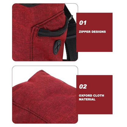 COHEALI Large Rock Climbing Chalk Bag with Zipper Storage Pockets, Oxford Cloth Non-Slip Chalk Holder for Bouldering and Gym Training, Burgundy Waist Pouch for Outdoor Indoor Use