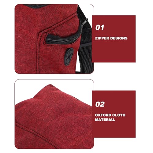 Chalk Bag for Rock Climbing and Gymnastics with Zipper Storage Pockets, Burgundy Climbing Chalk Holder Waist Pouch for Bouldering and Weightlifting Outdoor Gear