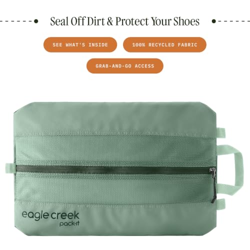 Eagle Creek Pack-It Reveal Shoe Sack - Breathable Shoe Storage Sack for Optimizing Luggage Space - Quick-Drying Material - Lightweight - Translucent Fabric - Washable - Ventilate - color: Willow Green