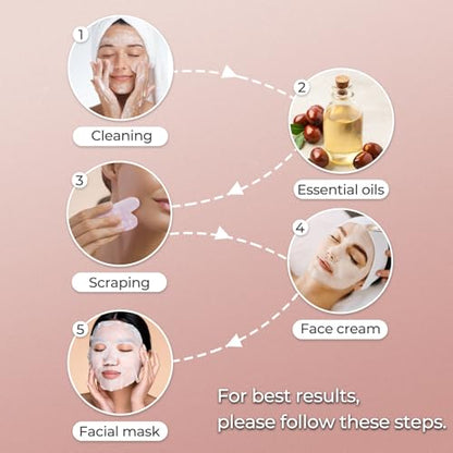 Gua Sha Facial Tools - Natural Jade Stone Guasha Tool for Face & Body,Massage Stick for Jawline Sculpting, Puffiness Reducing, Skin Care Gift, Anti-Aging Beauty Tool (Pink Stone) - color: Pink G