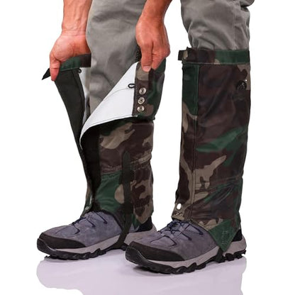 Pike Trail Adjustable Leg Gaiters - Lightweight, Waterproof - Leg Guards for Men & Women - Hiking Essentials Ideal for Hunting, Trekking & Fishing - 1 Pair - color: Old Woodland Camo