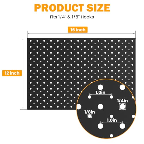 Pegboard Smith Metal Pegboard Panels, 16" x 12" Heavy-Duty Steel Peg Boards for Garage Tool Storage, Wall-Mounted Pegboard Organizer System (Pack of 4, Black) - color: Black