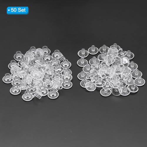 PATIKIL M5x5mm Plastic Binding Post, 50 Sets Plastic Chicago Screws Binding Screw Rivet Post Press-on Buckle for Leather Scrapbook Photo Albums, Transparent - color: Transparent, size: M5x5mm