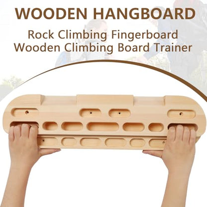 Climbing Hangboard for Rock Climbing Training – Wooden Fingerboard with Multi-Grip Design – Strengthen Fingers & Grip – Easy Mount for Home & Gym - color: Brown 1