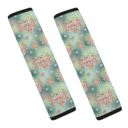 Soft Padded Car Seat Belt Pad for Elderly Support, Stroller Pushchair High Chair, 2 Pack Flamingo Animal Floral Shoulder Harness Cover Anti-Slip Pad - color: Pattern 689