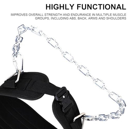 Weightlifting Dipping Belt With Chain Weight Dip With Steel For Pullups Gym Workout Lifting Waist Belt