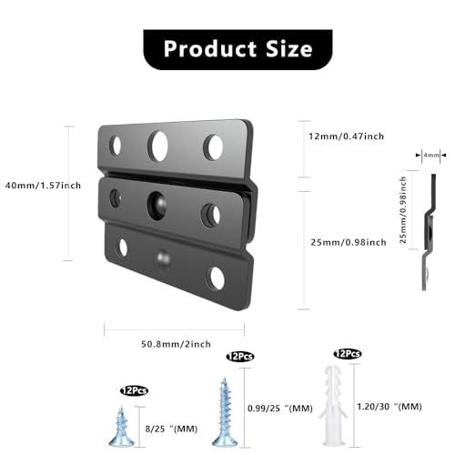 2 inches Z-Style French Cleat Picture Hanger, 4 Pairs | Non Loosen Interlocking Wall Mounting Picture Bracket Kit for Frames, Mirrors, Shelves, Art, Whiteboards, Frames (4, 2" - size: 2 Inch