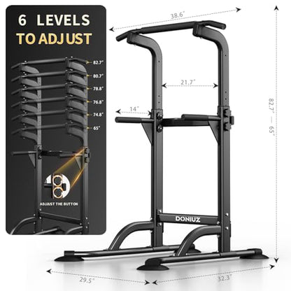 DONIUZ Power Tower Pull Up Bar and Dip Station, Multi-Function Home Gym, Strength Training Fitness Equipment, Height Adjustable - color: White