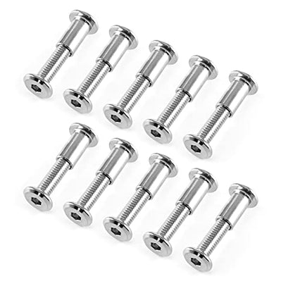 10 Pair(20 Piece) M6x25mm Hex Drive Socket Cap Bolt with Allen Wrench, Silver Furniture Connector Bolts M6 Countersunk Screw Barrel Nuts Binding Screws for Crib Replacement Belt Cabinet | Allen Wrench Included, Countersunk Screw Barrel Nuts, Binding Screw