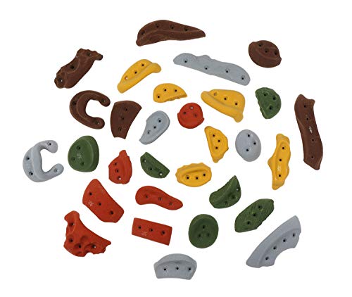 Atomik Rock Climbing Holds Set of 30 Screw On Pack in Assorted Earth Tones
