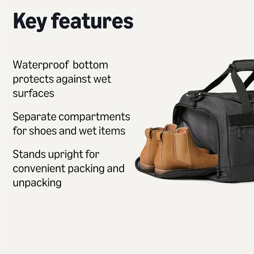 Amazon Essentials Lightweight Travel Duffel Bag with Wet Pocket and Shoe Compartment, 25", Black - size: 25 inches