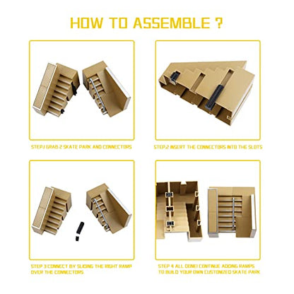 Skate Park Kit, Bigger Skate Park Kit Ramp Parts for Finger Skateboard Fingerboard Ramp Skate Park Kit Part Training Props with 3 Finger Decks 2 Finger Bike A Pair Skates Scooters - color: 8pcs