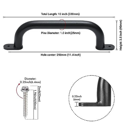13'' Black Playground Handles Safety Grab Bar Indoor & Outdoor 2pcs | Heavy Duty Solid Metal, Non-Slip Matte Powder Coated, Comfy Secure Handle Bar, Playset Playhouse Climbing Frame Jungle Gym - color: Black - B
