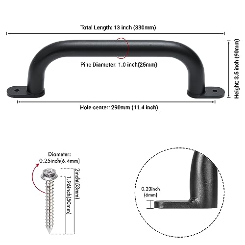 13'' Black Playground Handles Safety Grab Bar Indoor & Outdoor 2pcs | Heavy Duty Solid Metal, Non-Slip Matte Powder Coated, Comfy Secure Handle Bar, Playset Playhouse Climbing Frame Jungle Gym - color: Black - B