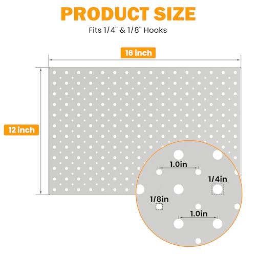 Pegboard Smith Metal Pegboard Panels, 16" x 12" Heavy-Duty Steel Peg Boards for Garage Tool Storage, Wall-Mounted Pegboard Organizer System (Pack of 4, Gray) - color: Gray