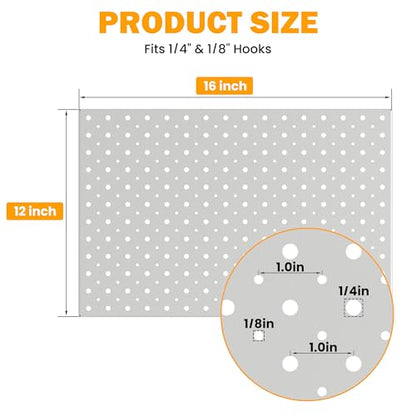Pegboard Smith Metal Pegboard Panels, 16" x 12" Heavy-Duty Steel Wall Peg Boards for Garage Tool Storage, Pegboard Organizer System (Pack of 3, Gray) - color: Gray