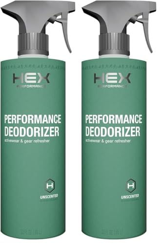 HEX Performance Deodorizing Spray, Fragrance Free, 22oz - Awesome for Shoes, Gear, Activewear & Fabrics, Yoga Mats & Gym Equipment, Carpet, Pets, Odor Eliminator & Fabric Refresher Spray (Pack of 2)