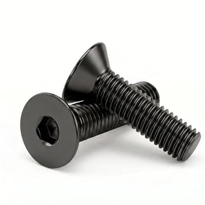 M5 x 20mm (25 Pack) Flat Head Hex Socket Cap Screws Bolts Countersunk Bolts, Hex Drive, Black Oxide 304 Stainless Steel 18-8, Fully Thread, Bright Finish - size: M5 x 20