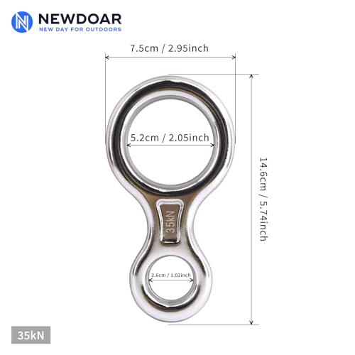 NewDoar Climbing Gear Downhill Equipment, Descender Rappel Rock Climbing Descending Belaying Equipment Rescue Figure 8 Descender Rigging Plate 35KN for Climbing Belaying and Rappeling Device - color: White