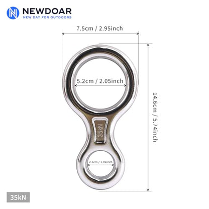 NewDoar Climbing Gear Downhill Equipment, Descender Rappel Rock Climbing Descending Belaying Equipment Rescue Figure 8 Descender Rigging Plate 35KN for Climbing Belaying and Rappeling Device - color: White