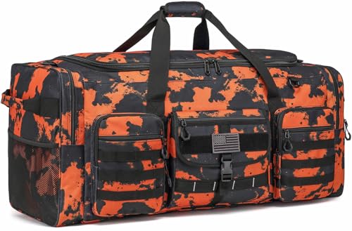 132L Extra Large Duffle Bag, Heavy Duty Sports Equipment Travel Duffel Bag | Perfect for Soccer Baseball Basketball Hockey Football Team Coaches & More - color: Flame Orange