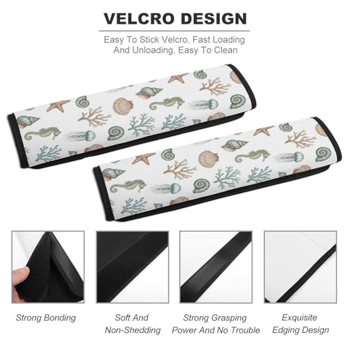 Universal Fit Seat Belt Shoulder Pad for Adult Use, Most Cars, 2 Pack Nautical Beach Summer Coastal Ocean Harness Pads Strap Pressure Relief - color: Pattern 929