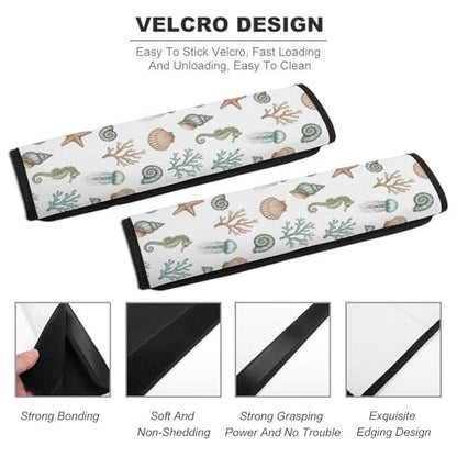Universal Fit Seat Belt Shoulder Pad for Adult Use, Most Cars, 2 Pack Nautical Beach Summer Coastal Ocean Harness Pads Strap Pressure Relief - color: Pattern 929