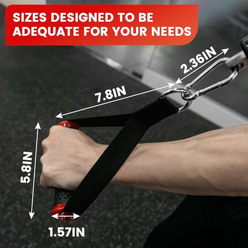 Ultra Heavy Duty Exercise Handles, Cable Handles Gym Equipment Attachment, Double D-Ring Grips, Encrypted Webbing, Red Edge Design Non-Slip Comfort Grips - color: Red