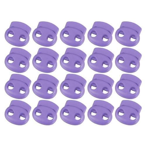 uxcell Plastic Spring Cord Locks, 20Pcs Shoe Lace Tie Lock, Double-Hole Slider Toggles Clip End Stopper Fastener for Drawstrings Paracord (Dark Purple) - color: Dark Purple