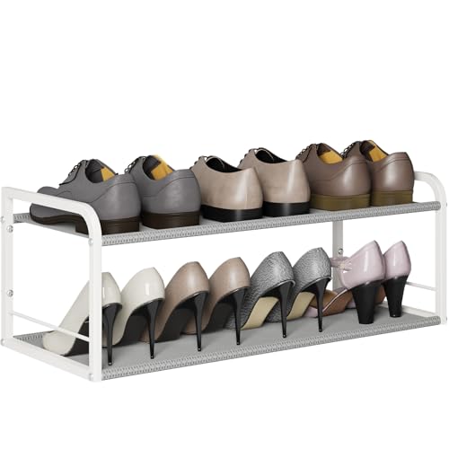 Wall Mounted Shoe Rack, Carbon Steel Shoe Organizer with Removable Oxford Cloth, Non-Slip Space-Saving for Entryway Closet Bedroom, White - color: Classic White