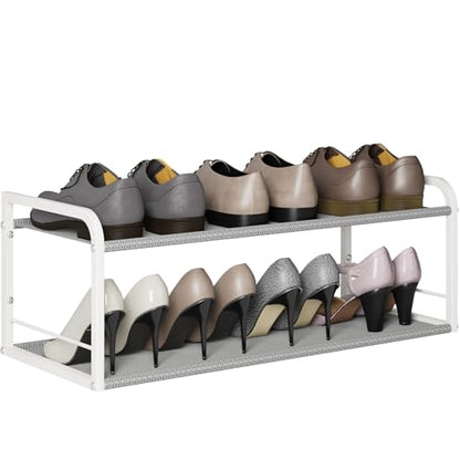 Wall Mounted Shoe Rack, Carbon Steel Shoe Organizer with Removable Oxford Cloth, Non-Slip Space-Saving for Entryway Closet Bedroom, White - color: Classic White