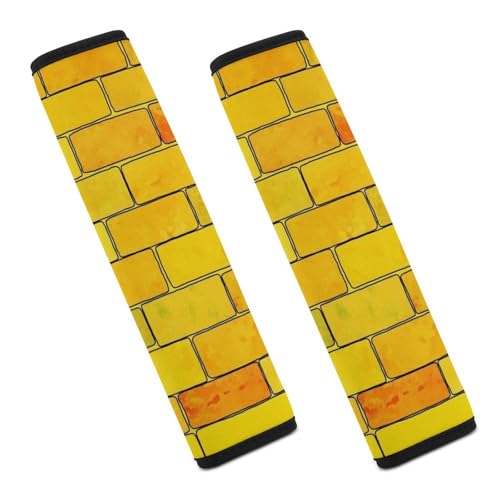 Universal Soft and Comfortable Seat Belt Cover for Child, Most Cars, 2 Piece Gold Yellow Brick Shoulder Protector Comfortable Driving - color: Pattern 847