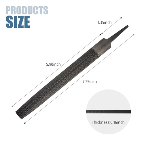 2 Pack Half Round Metal File, Small Sharpening File, 6 Inch Hand File Tools for Wood, Metal, Sharpening (2)