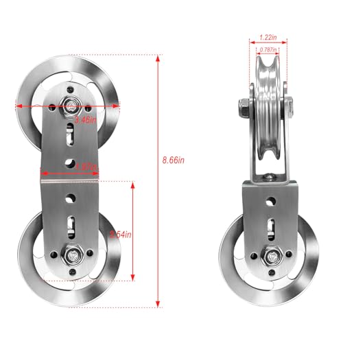 Swivel Dual Pulleys 360° Rotation Roller Double Pulley Wheel for DIY Home Gym Cable Machines Silent Bearing Swivel Groove Wheel Pull Down Attachment Weight Lifting
