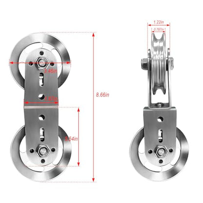 Swivel Dual Pulleys 360° Rotation Roller Double Pulley Wheel for DIY Home Gym Cable Machines Silent Bearing Swivel Groove Wheel Pull Down Attachment Weight Lifting