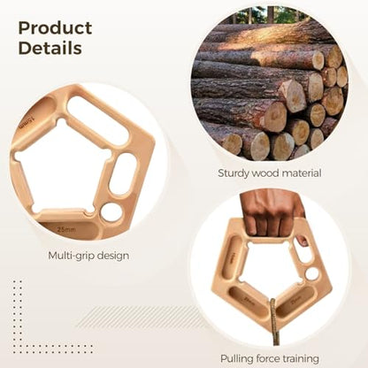 2 Pcs Climbing Holds Made of Wood, Multi-Functional 7-in-1 Grip Boards, Training Adjustable Hand Grips for Pull-Up & Grip, Mounting Ropes Included, Great for Workouts Indoors and Outdoors