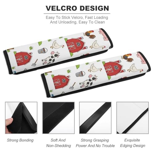 Universal Soft and Comfortable Car Seat Straps Shoulder Pads for Adult Use, Stroller Pushchair High Chair, 2PCS Farm Animal Farmhouse Barn Cow Chicken Pig Harness Pads Strap - color: Pattern 1169