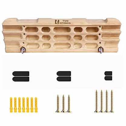 Hangboard Rock Climbing Hangboard with Jugs, Edges, Slopers, Pockets and Phone Hoder, Climbing Fingerboard Designed with Two Hooks for Rock Climbers