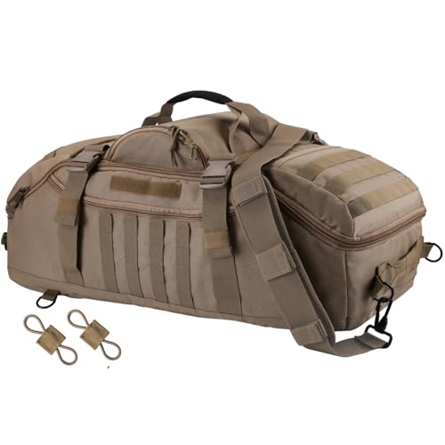 65L Large Travel Gym Duffle Bag Military Tactical Backpack, Army Pack 3 Day Bug Out Bag Rucksack for Outdoor Sport Hiking Camping with Molle System, Coyote - color: Coyote, size: 65L
